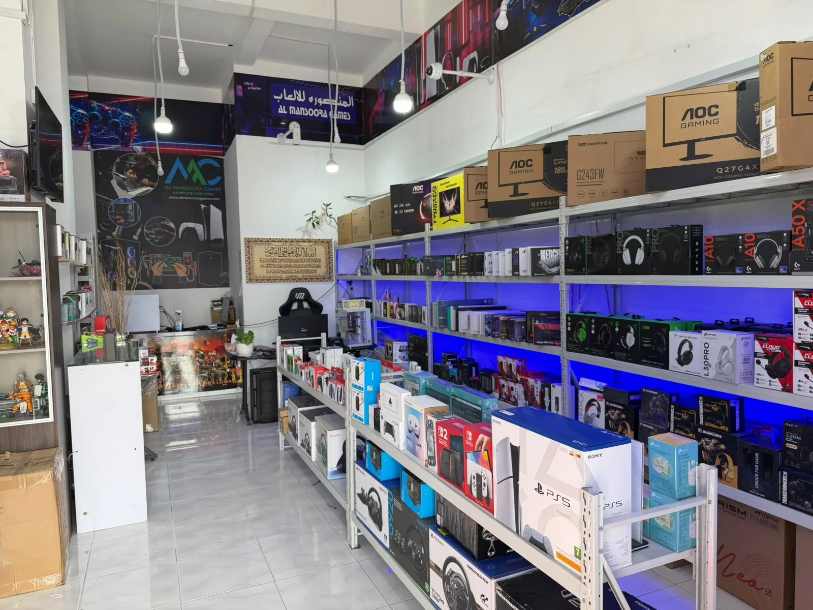 Computer and gaming products inside a retail shop
