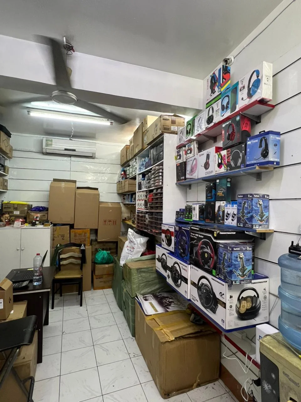 Electronics and accessories arranged inside a store